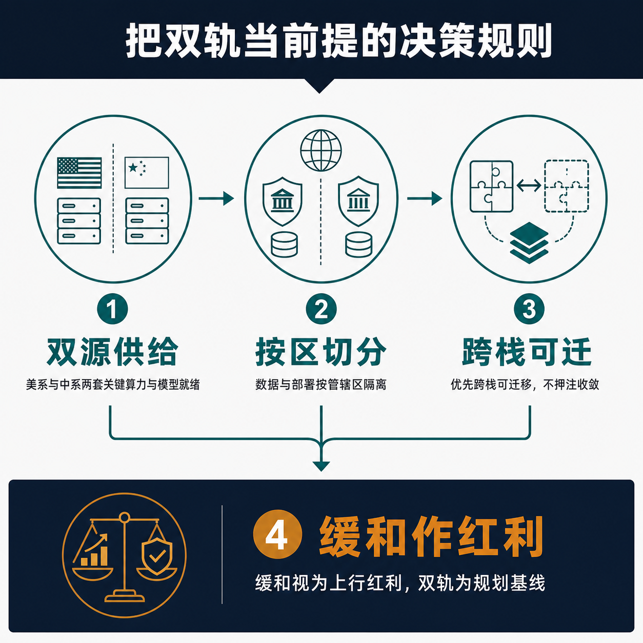 四步决策框架图,展示区域企业在对话仍停留沟通阶段时应采取的算力与部署规划动作,末格为定位性结论